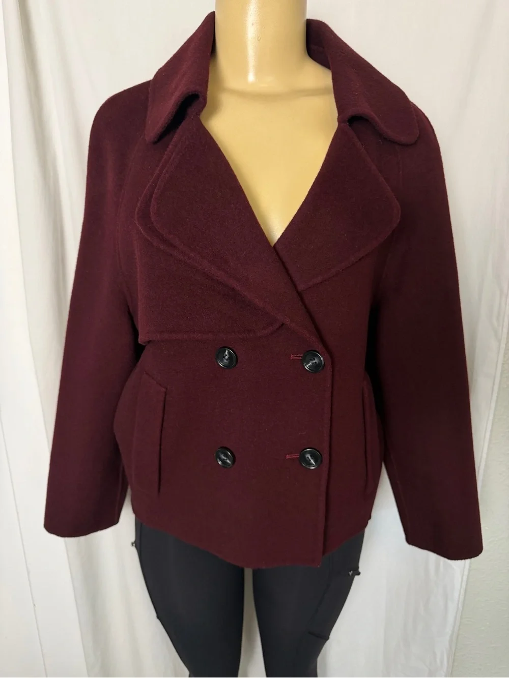 Belle & Bloom I'm Yours Wool Blend Peacoat Burgundy Small